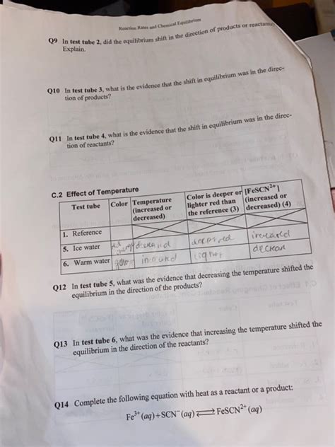 Solved REPORT SHEET Reaction Rates And Chemical Equilibrium Chegg