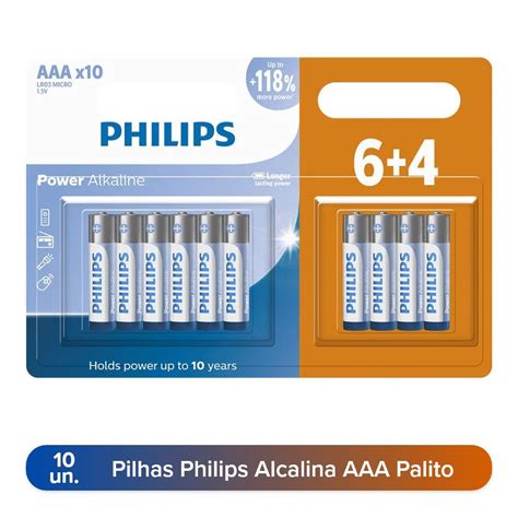 Pilha Aaa Palito Philips Pilhas Comum Aaa Alcalina Tipo Modelo 3a