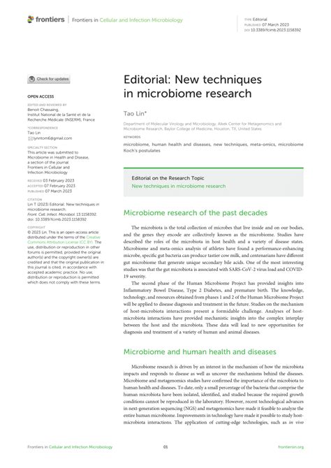 (PDF) Editorial: New techniques in microbiome research