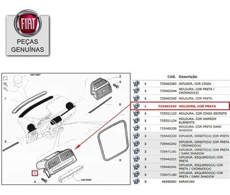 Difusor Ar Painel Central Fiat Punto Elx Prata 2011 2012 Frete grátis