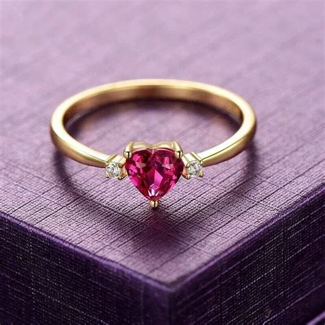 Beautiful Simple Cute Heart Ring Pink Sapphire Heart Ring Etsy