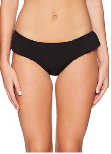 Robin Piccone Lina Side Ruffle Bikini Bottom Xs S M Black