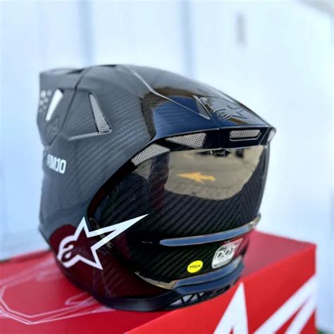 2024 Alpinestars Supertech M10 Solid Helmet Gloss Black Carbon