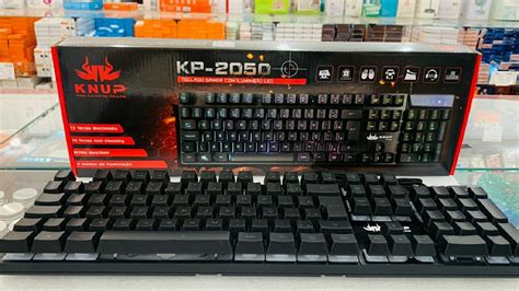 Teclado Gamer Knup Kp 2050 Qwerty Português Brasil Cor Preto Luz