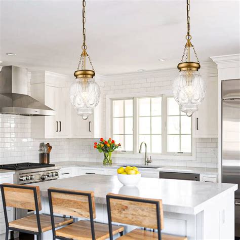 Oiyio Modern Brass Gold Glass Pendant Light For Kitchen Island Lighting