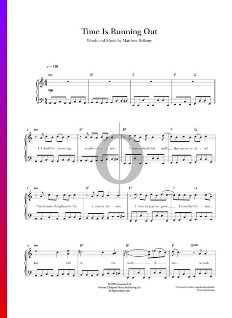 Time Is Running Out Muse Piano Sheet Music Oktav