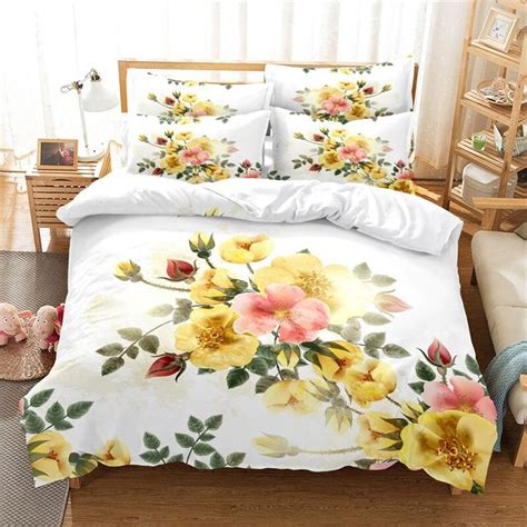 Sun Flower Print Duvet Cover Setred Us Queen Duvet Cover Sets Rose