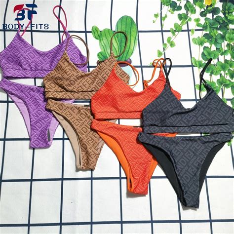 Summer Beachwear Swimsuit Women Letter Print Swimwear Sexy Bikini