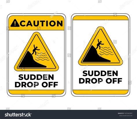 Caution Sudden Drop Off Sign Vector Stock Vector Royalty Free