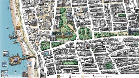 hand drawn brighton map illustration malcolm trollope davis