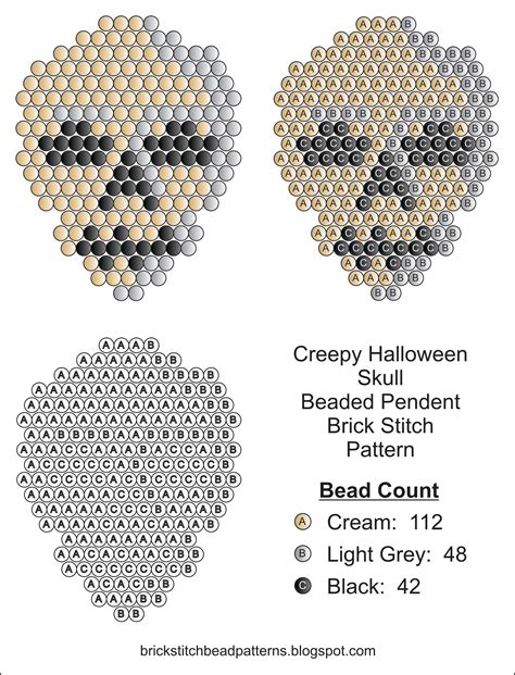 Brick Stitch Bead Patterns Journal Creepy Skull Free Brick Stitch Seed