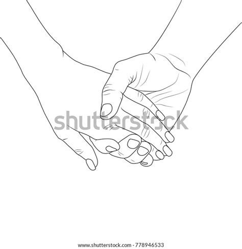 Man Woman Holding By Hands Silhouette Stock Vector Royalty Free 778946533