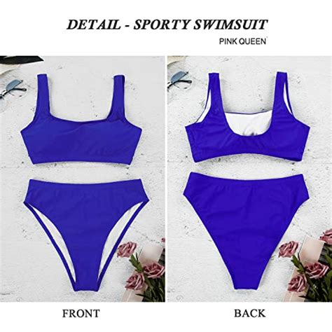 Pink Queen Women S High Waisted Bikini Two Piece Swimsuits Royal Blue