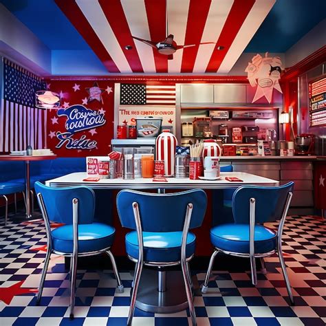 premium ai image photograph   retro style diner   vibrant
