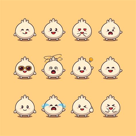 Premium Vector Cute Dim Sum Cartoon Character Vector Illustration