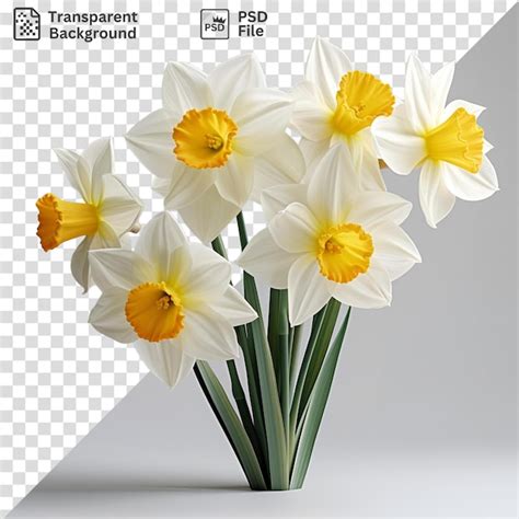 Premium Psd Transparent Background With Isolated Daffodils In A Vase