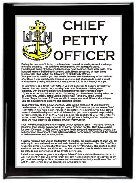 Chief Petty Officer Creed Plaquearmy Plaquemilitary - Etsy Norway