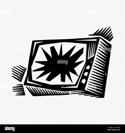 Broken Television Clipart Vintage Illustration Vector Stock Vector