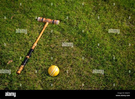 Croquet Mallet And Ball Stock Photo Alamy