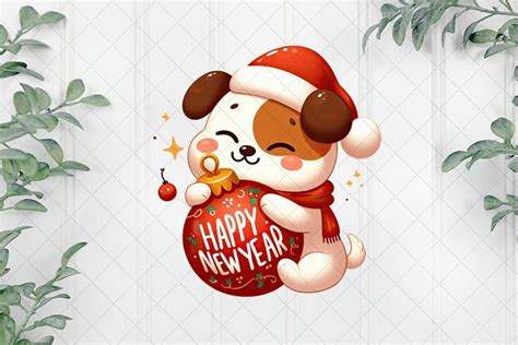 Happy New Year Dog Clipart