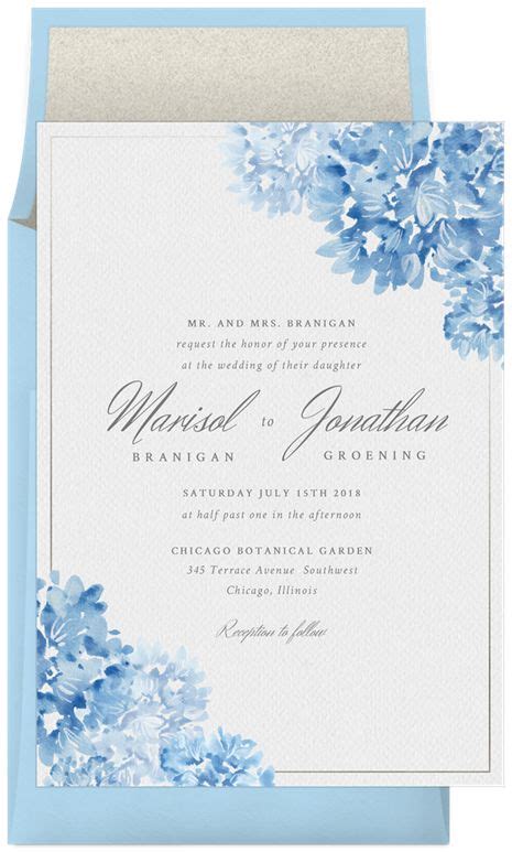 Timeless Romance Invitations In Blue Greenvelope Hydrangea