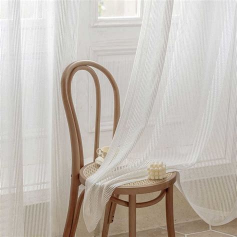 Moonstone Ivory White Textured White Striped Sheer Curtain