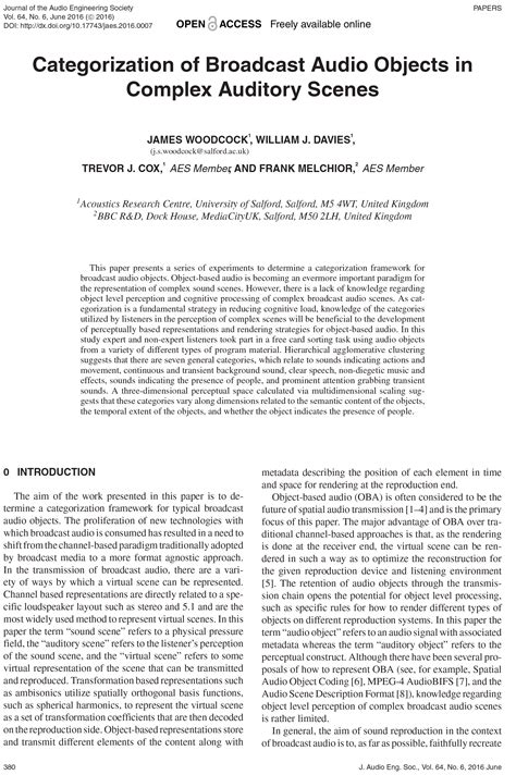 AES E Library Categorization Of Broadcast Audio Objects In Complex