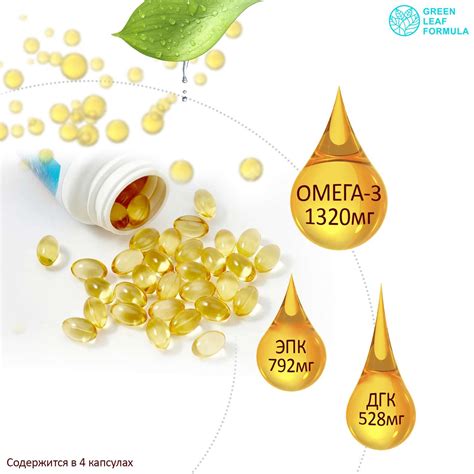 ОМЕГА 3 жирные кислоты Green Leaf Formula рыбий жир в капсулах витамины ...