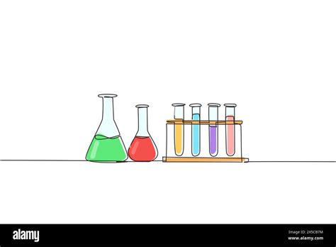 Single One Line Drawing Chemical Research Laboratory Equipment