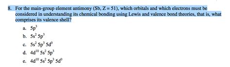 Solved 3 8 For The Main Group Element Antimony Sb Z