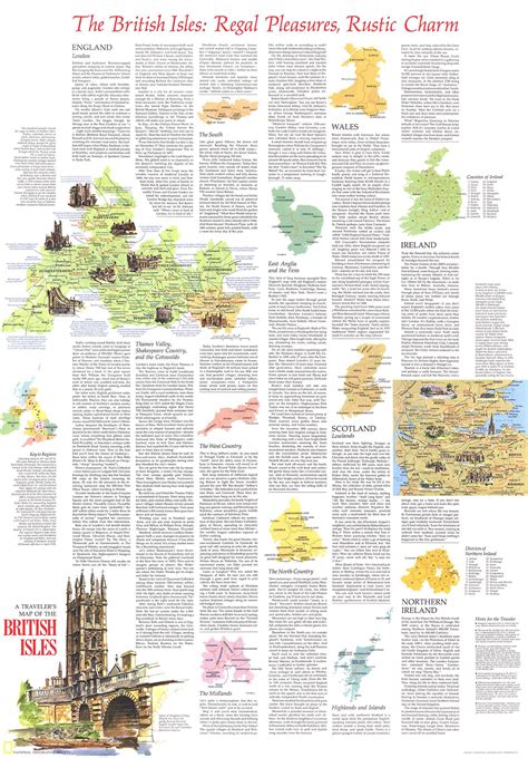 Travelers British Isles 1974 Wall Map Part B by National Geographic