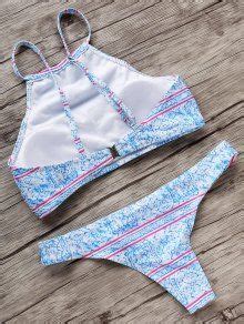 OFF Tiny Floral High Neck Bikini Set In COLORMIX ZAFUL