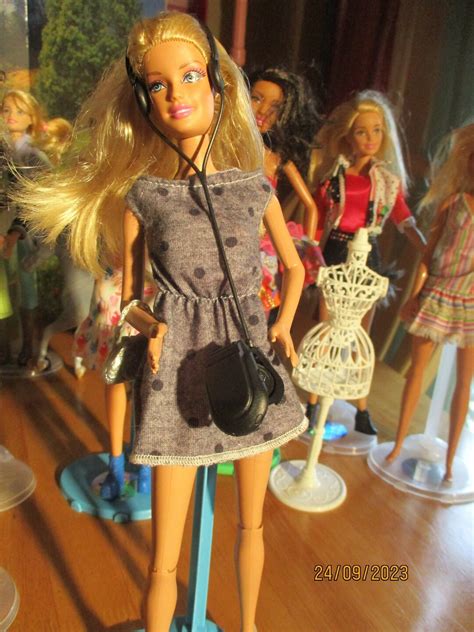 Barbie Mattel Female Doll Blonde Blue Eyes Gray Top Black Polka Dots Shoes Purse Etsy