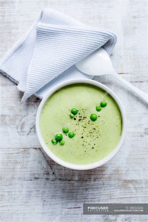 Cream of pea soup — spicy, culinary - Stock Photo | #488420230