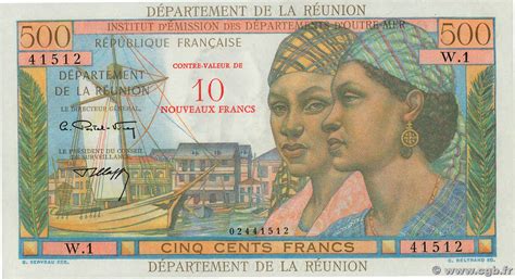 10 NF sur 500 Francs Pointe à Pitre ÎLE DE LA RÉUNION 1967 P 54b