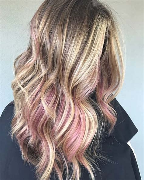 Brown Hair With Pastel Pink Highlights