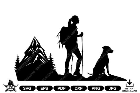 Hiking Svg, Hiking Woman SVG, Hiking Woman With Dog SVG, PNG, Hiking ...