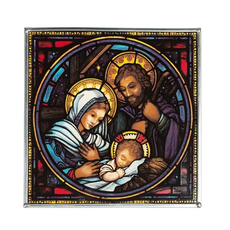 Holy Family Nativity Stained Glass Panel - 7" | The Catholic Company®