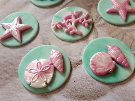 Seashell Beach Cupcake Cookie Toppers Fondant Etsy