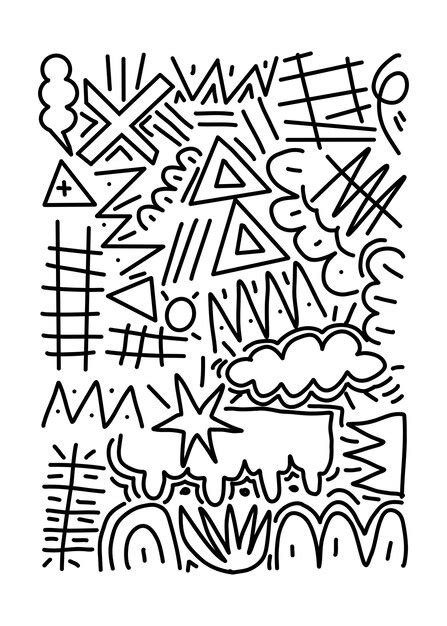 Doodle Arte Dibujado A Mano En Blanco Y Negro Vector Premium