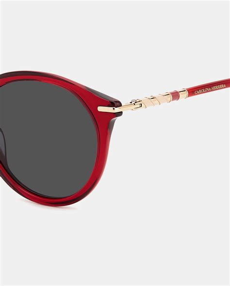 Gafas De Sol De Mujer Redondas De Acetato En Rojo Ch Carolina Herrera