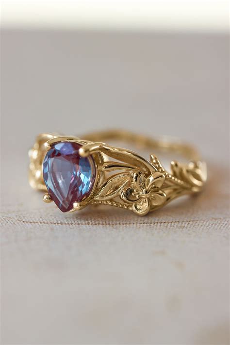 Alexandrite Engagement Ring Art Nouveau Ring Eloise Eden Garden