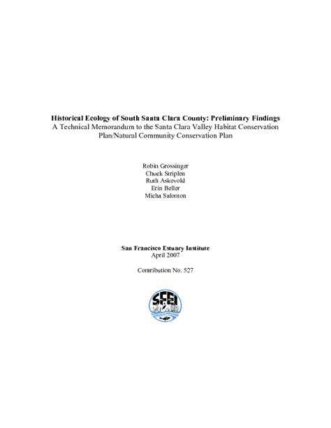 Historical Ecology Of South Santa Clara County Preliminary Findings A