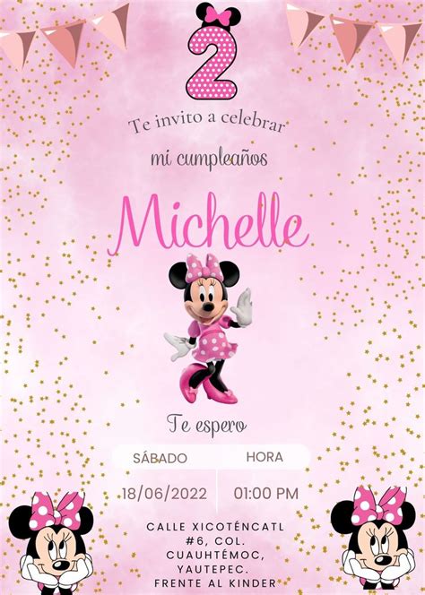 Invitación Minnie mouse Tarjeta de cumpleaños minnie Tarjetas de