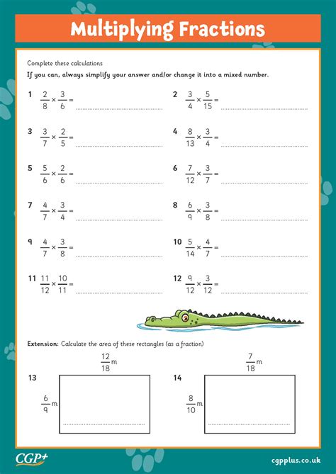 Multiplying Fractions Fluency Stretch Year 6 CGP Plus Worksheets