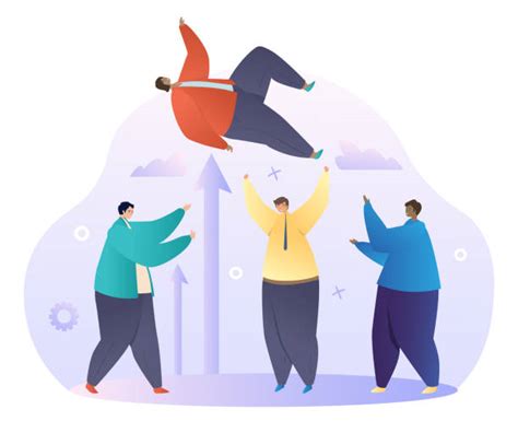 50 Businessman Get Thrown Into The Air By Coworkers Illustrations