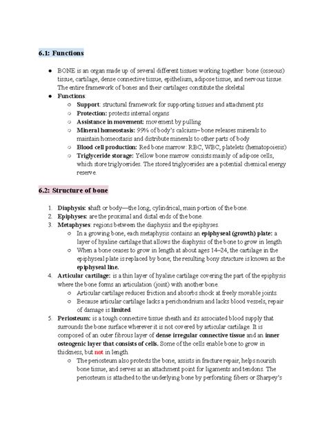 A&P Chapter 6 - A&P Notes - 6: Functions BONE is an organ made up of