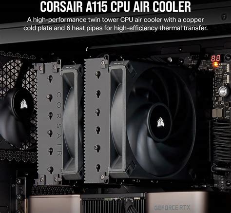 Corsair A115 High Performance Tower Cpu Air Cooler Cools Up To 270w Tdp Slide And Lock Fan