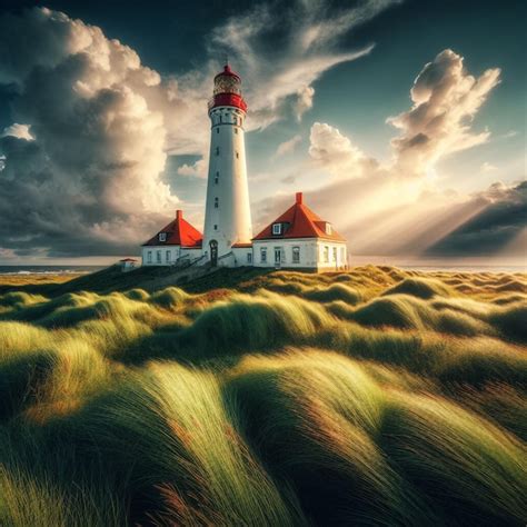 Premium Photo Westerheversand Lighthouse In The Grass Field