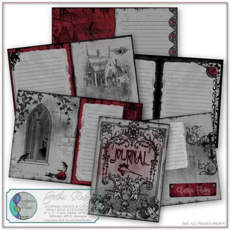 Printable Gothic Journal Digital Junk Journal Pages 5 X 7 Inch Pages